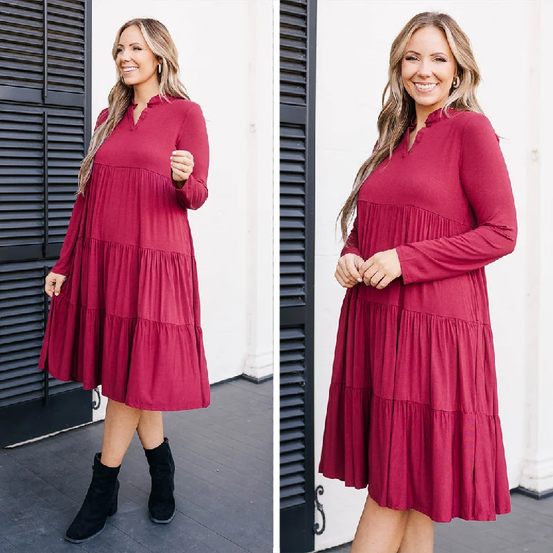 Westward Feelings Dress, Burgundy