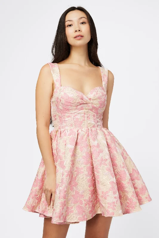 Ambrose Corset Jaquard Floral Mini Dress Trendy Floral Mini Dress