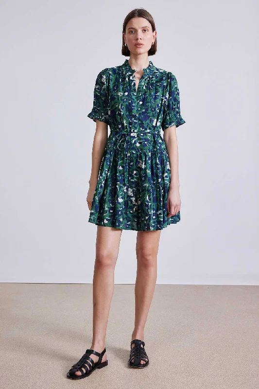 Apiece Apart Las Alturas Mini Dress in Aqua Di Fiore Comfortable Off-Shoulder Mini Dress