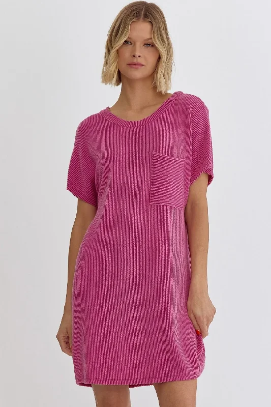 Brandie Ribbed Mini Dress Classic Shift Mini Dress