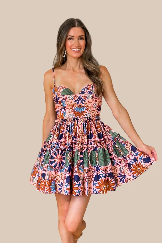 Dreamy Florals Pink Multi Mini Dress Cozy Knit Mini Dress