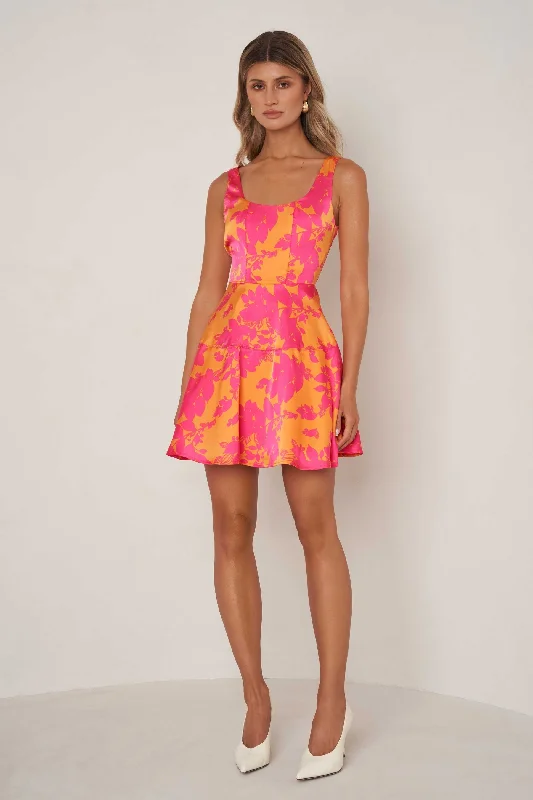 Elle Zeitoune Melody Mini Dress - Print Casual Mini Dress with Pockets