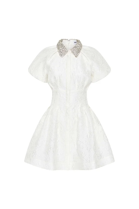 Esther Puff Sleeve Mini Dress Fashionable Mini Dress with Slits