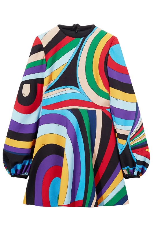 Iride Print Mini Dress Fashionable Mini Dress with Frills