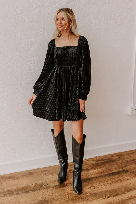 Kiss At Midnight Velvet Mini Dress Casual Button-Up Mini Dress