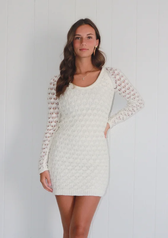 Leah Crochet Mini Dress Cozy Cotton Mini Dress
