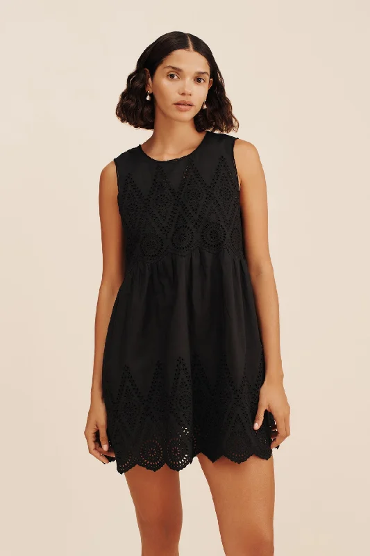 LOUISA MINI DRESS - BLACK Elegant Velvet Mini Dress