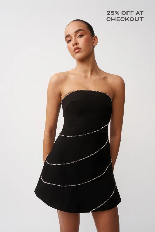 Lucille Flip Mini Dress - Black Cozy Jersey Mini Dress