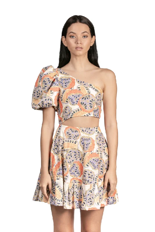 Nayarit Papaya Asymetrical Mini Dress by Sanlier Chic Halter Mini Dress
