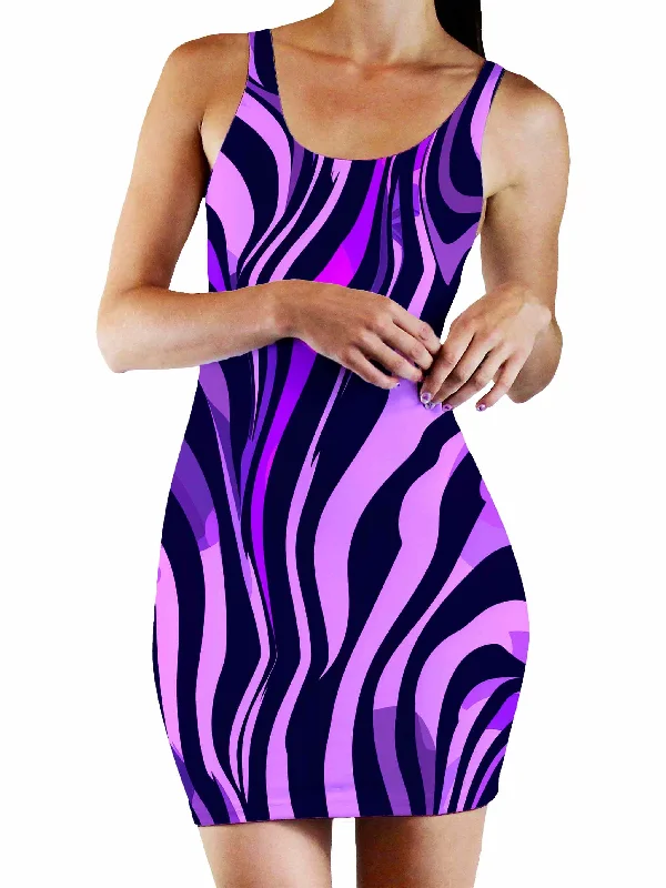 Noir Stripes Bodycon Mini Dress Fashionable Boho-Chic Mini Dress