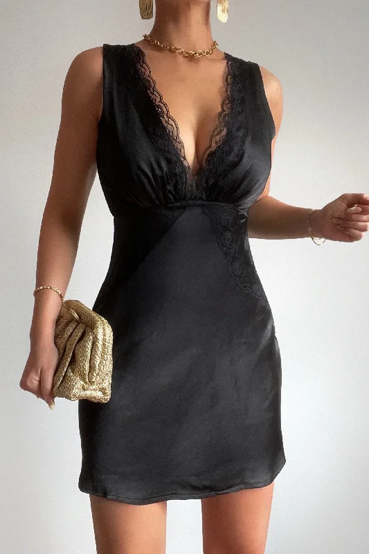 Odette Mini Dress - Black Trendy Tulle Mini Dress