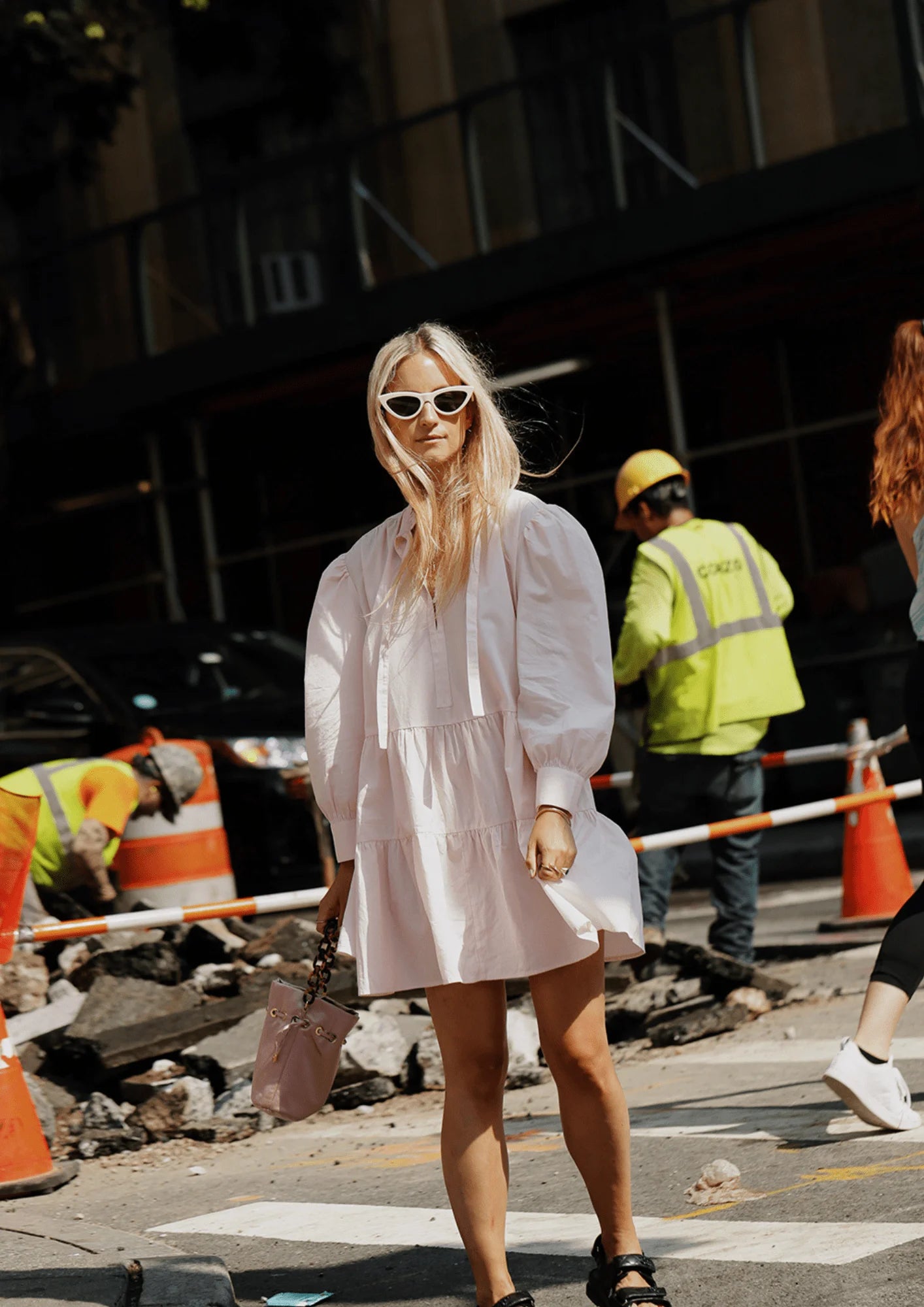 PASTEL PINK LOOSE FIT MINI DRESS Cozy Ruched Mini Dress
