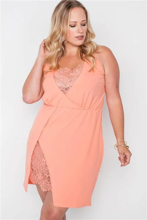 Plus Size Lace Detail Bodycon Mini Dress Elegant Sequin Mini Dress