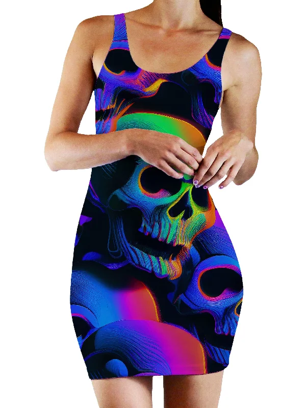 Psychedelic Nightmare Bodycon Mini Dress Classic White Mini Dress