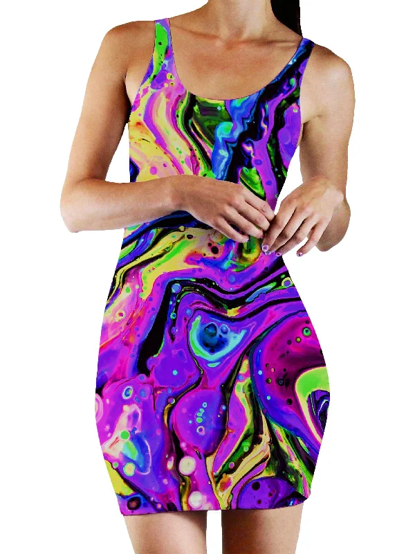 Purple Funk Bodycon Mini Dress Chic Halter Mini Dress