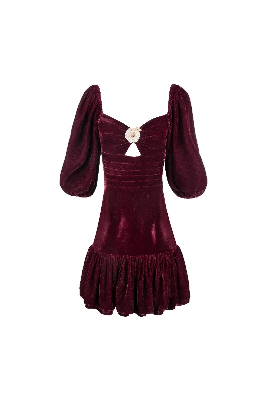 Rosa Mini Dress - Burgundy by Rosewater House Comfortable Linen Mini Dress