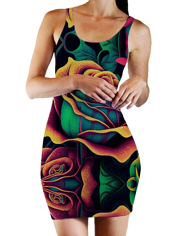 Rosebud Bodycon Mini Dress Cozy Satin Mini Dress