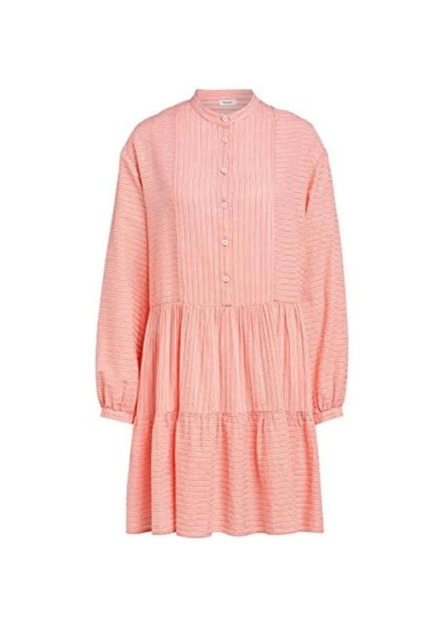 SOFT CORAL STRIPED MINI DRESS Trendy Mini Dress with Belt
