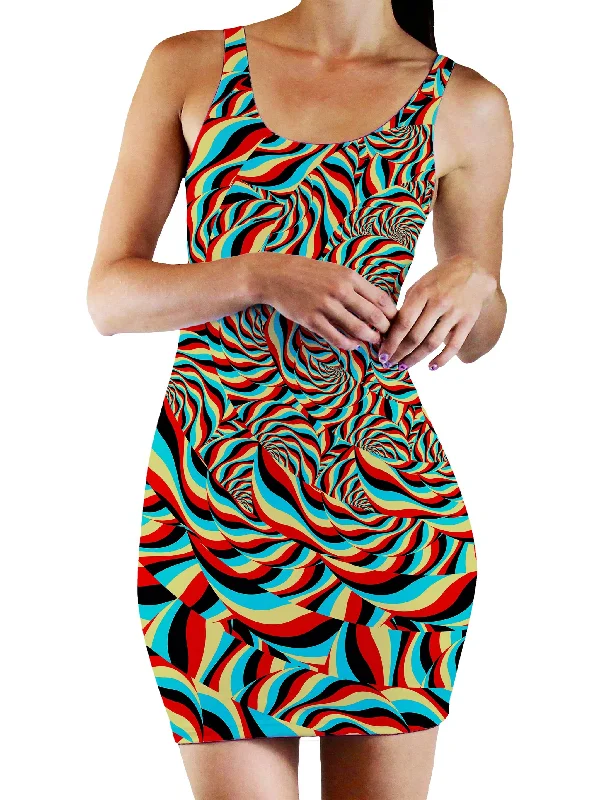 Trippy Swirl Bodycon Mini Dress Cozy A-Line Mini Dress