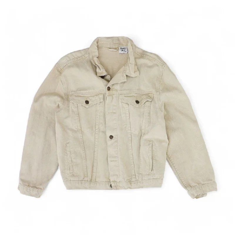 Beige Solid Denim Jacket Lace Jacket Ribbed Jacket Sequined Jacket