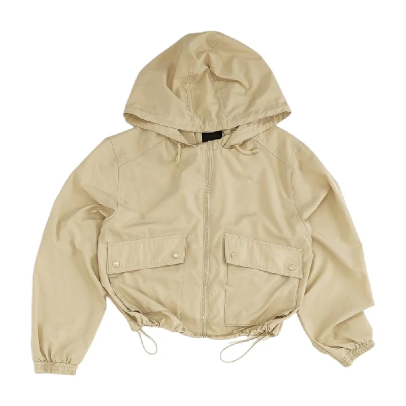 Beige Solid Lightweight Jacket Welt Pockets Slit Pockets Flap Pockets