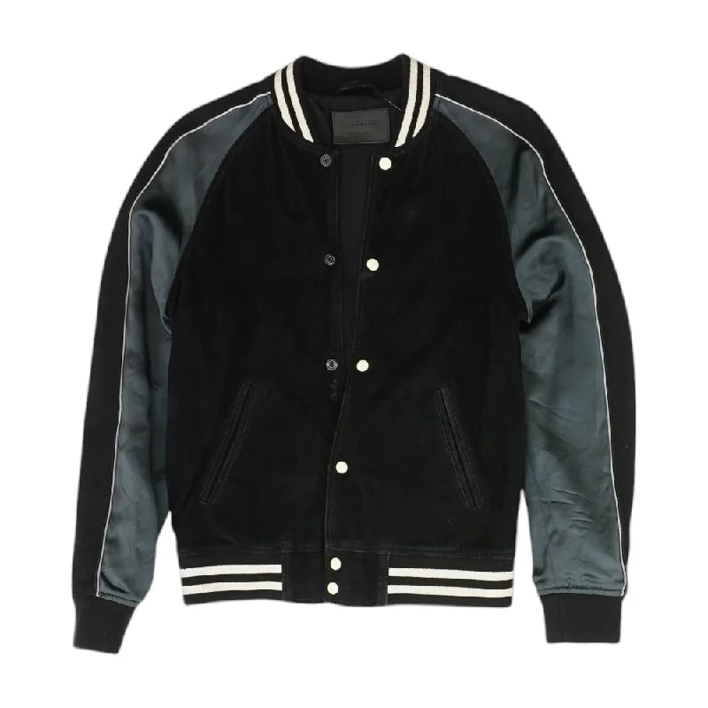 Black Color Block Bomber Jacket Print Jacket Jacquard Jacket Embroidered Jacket