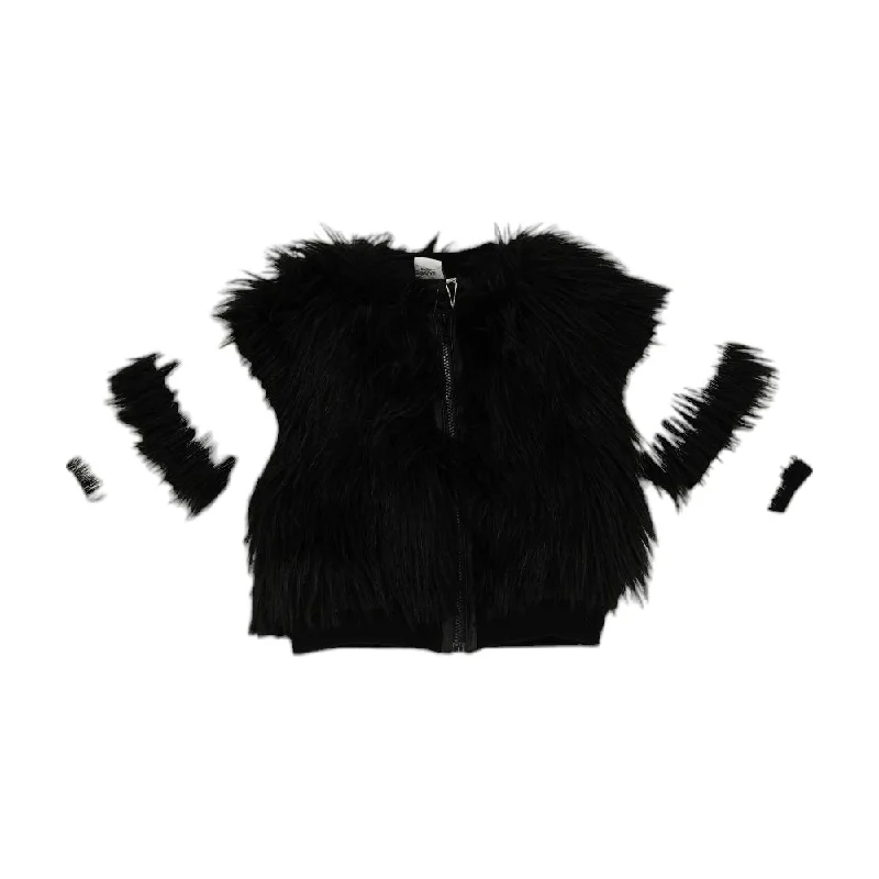 Black Color Block Fur Jacket Striped Jacket Polka Dot Jacket Floral Jacket