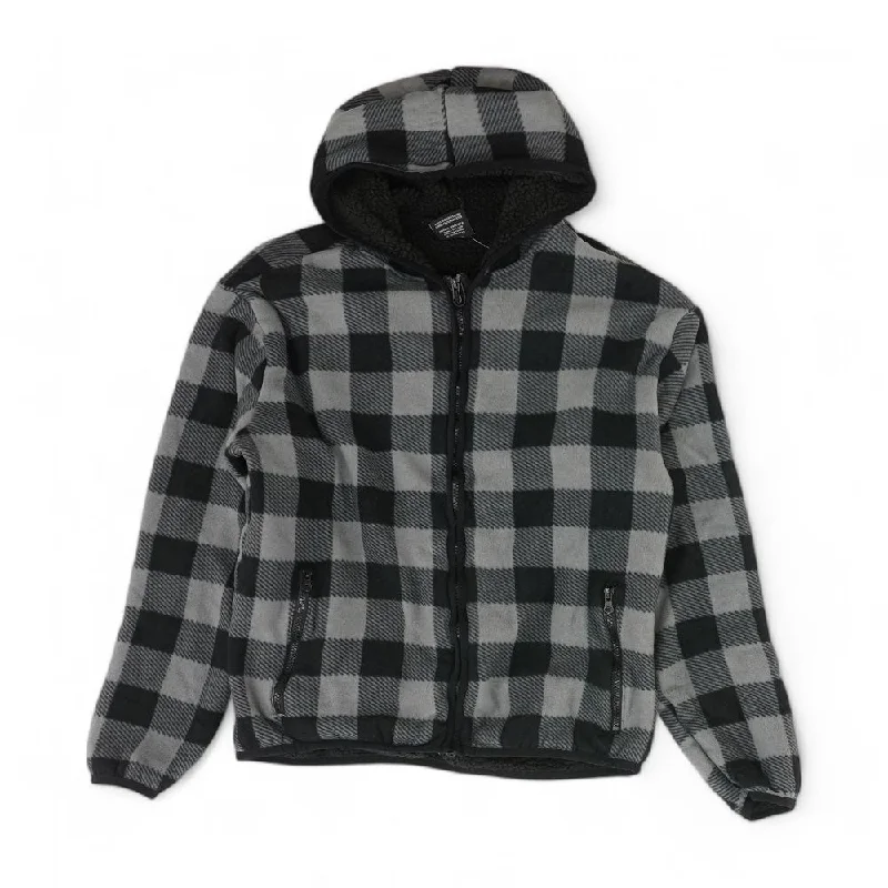 Black Plaid Lightweight Jacket Fleece Fabric Down Fabric Feather Fabric
