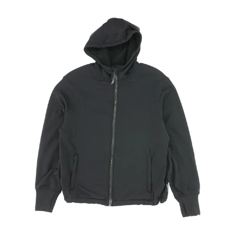 Black Solid Active Jacket Boat Neck Shawl Collar Notched Collar