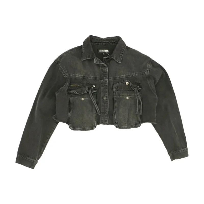 Black Solid Denim Jacket Cotton Jacket Linen Jacket Terry Jacket