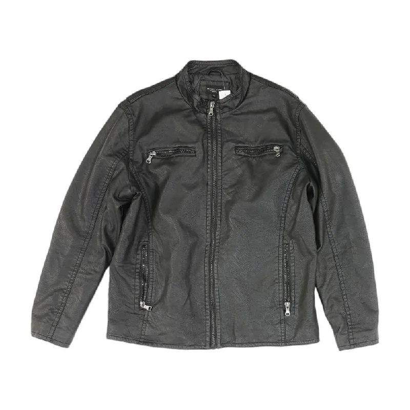 Black Solid Faux Leather Jacket Satin Jacket Silk Jacket Chiffon Jacket