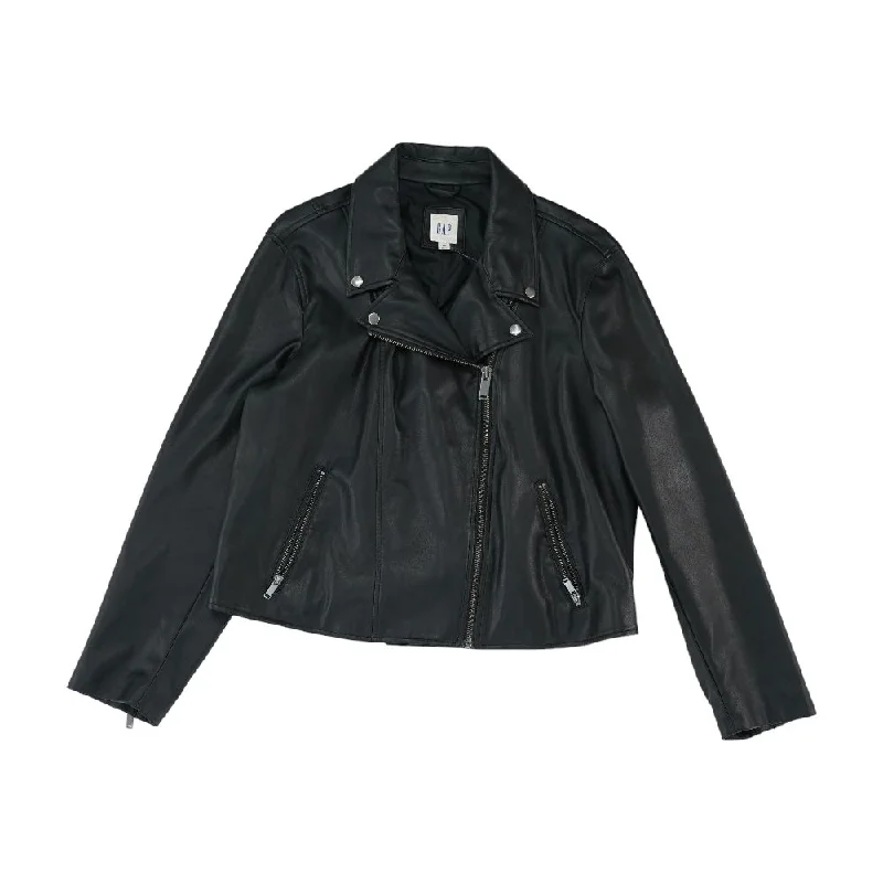 Black Solid Faux Leather Jacket Striped Jacket Polka Dot Jacket Floral Jacket