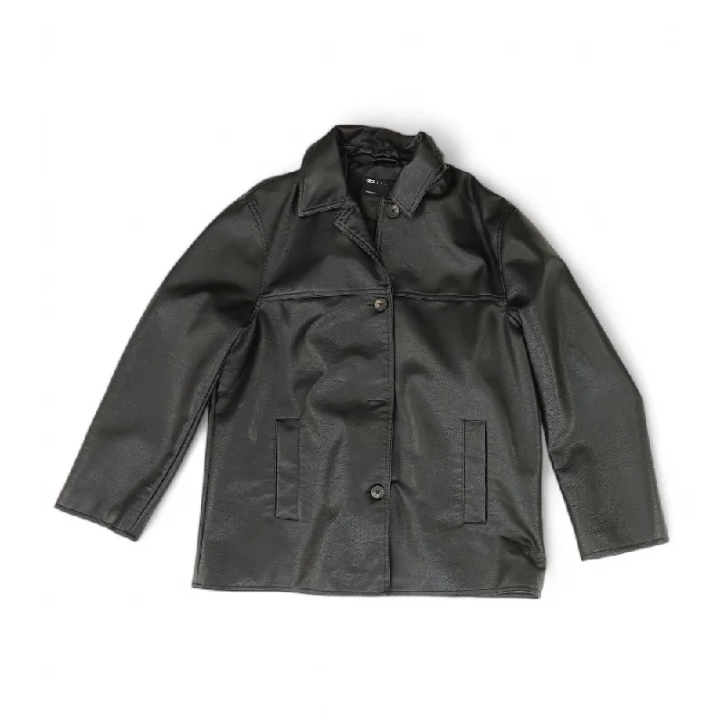 Black Solid Faux Leather Jacket Striped Jacket Polka Dot Jacket Floral Jacket