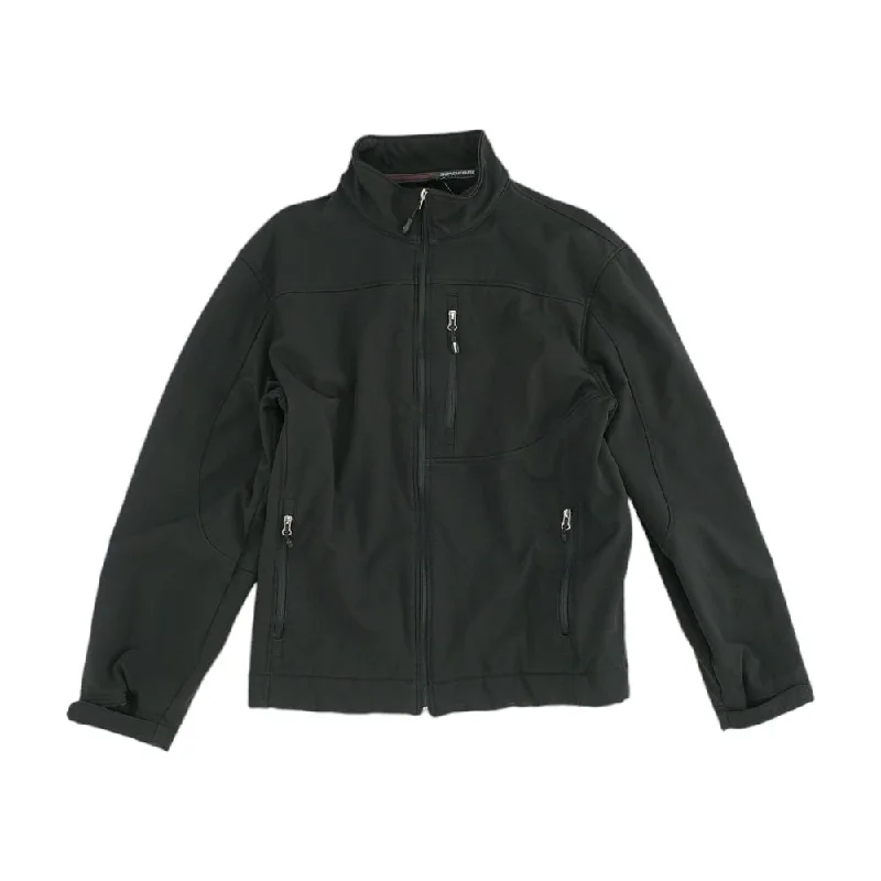 Black Solid Jacket A-Line Jacket Boat Neck Shawl Collar