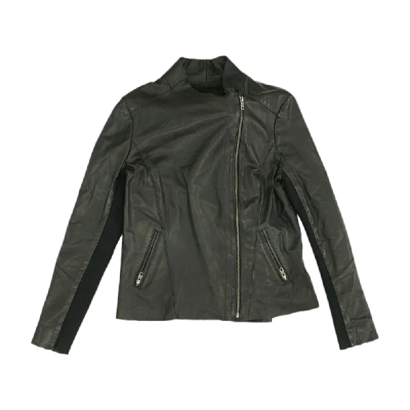Black Solid Leather Jacket Knit Jacket Woven Jacket Fleece Jacket