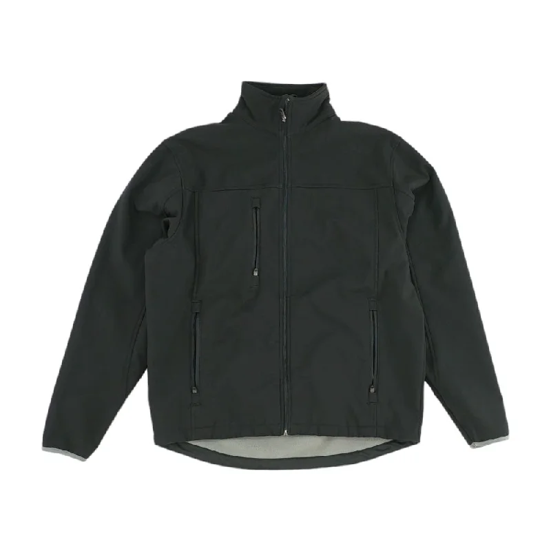 Black Solid Lightweight Jacket Tiered Jacket Buttoned Jacket Zippered Jacket