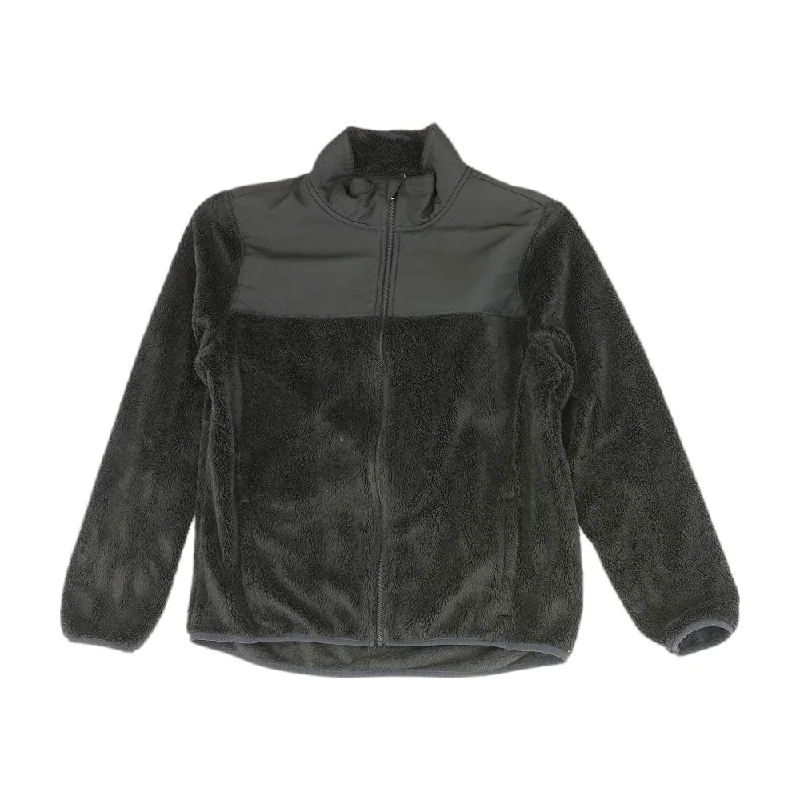 Black Solid Lightweight Jacket Denim Fabric Leather Fabric Suede Fabric