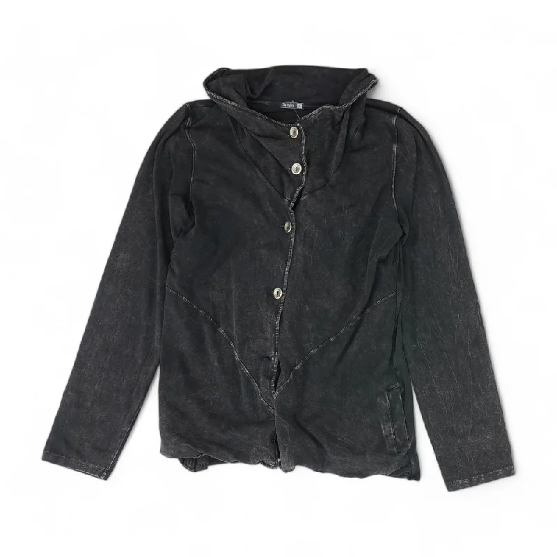 Black Solid Lightweight Jacket Zippered Jacket Buttoned Jacket Snapped Jacket