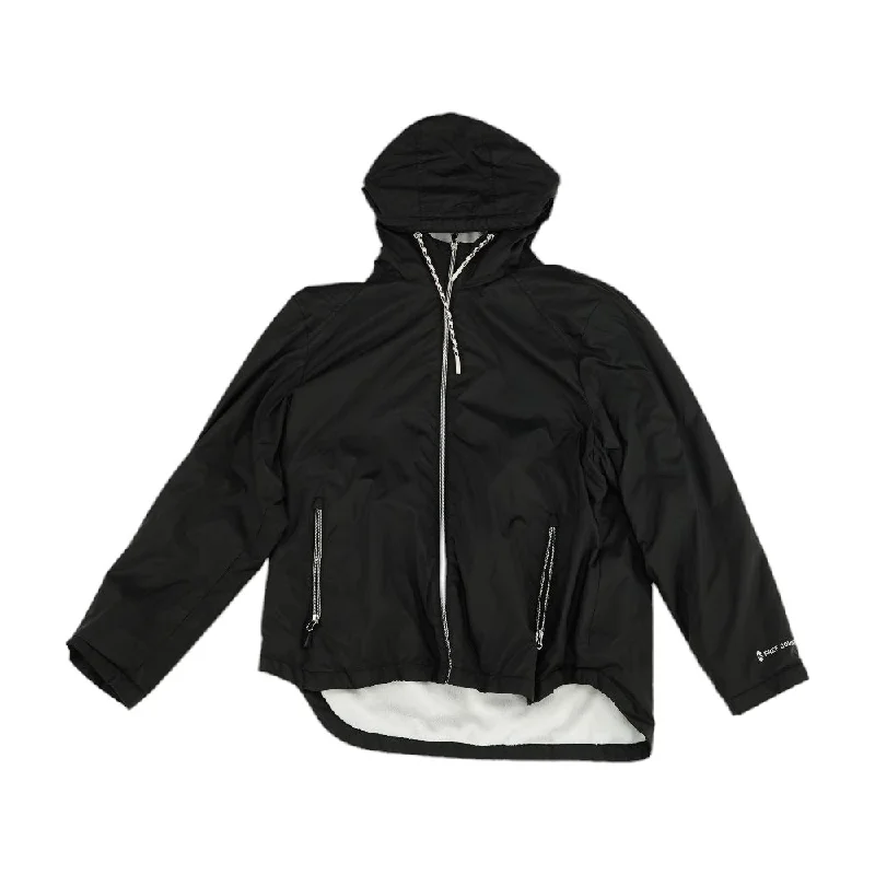 Black Solid Lightweight Jacket Front Pockets Side Pockets Patch Pockets