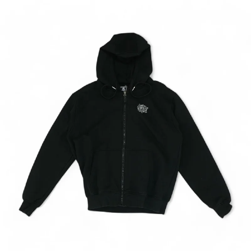 Black Solid Lightweight Jacket Front Pockets Side Pockets Patch Pockets