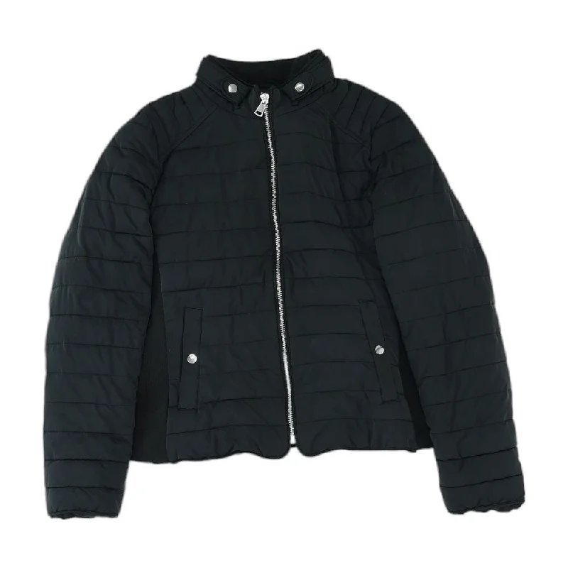 Black Solid Puffer Jacket Denim Jacket Leather Jacket Suede Jacket