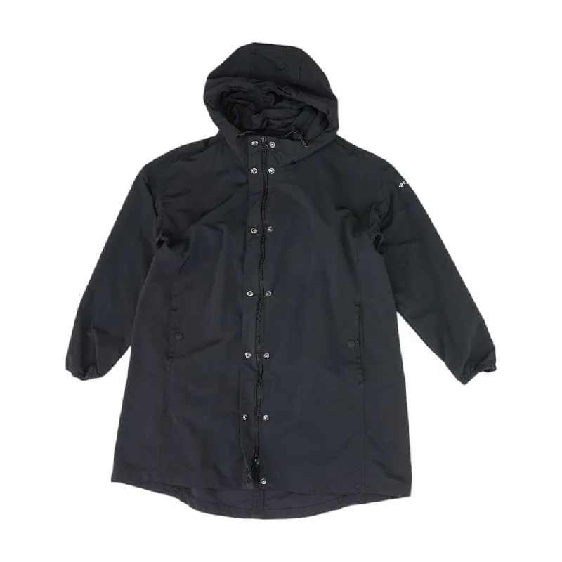 Black Solid Rain Jacket Boat Neck Shawl Collar Notched Collar