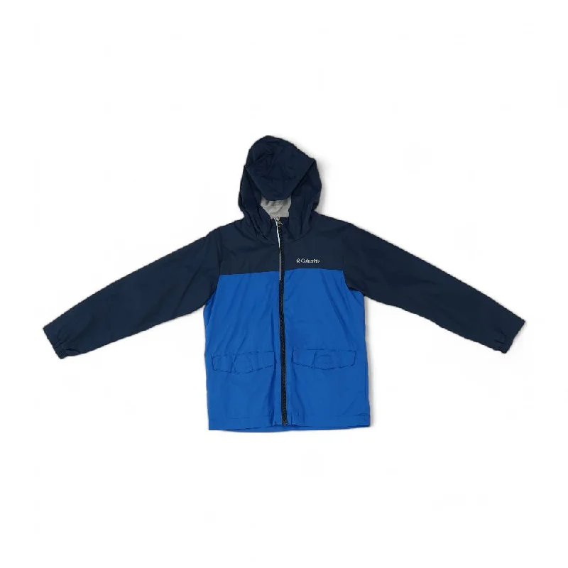 Blue Color Block Lightweight Jacket One-Shoulder Jacket Off-the-Shoulder Jacket Asymmetrical Jacket