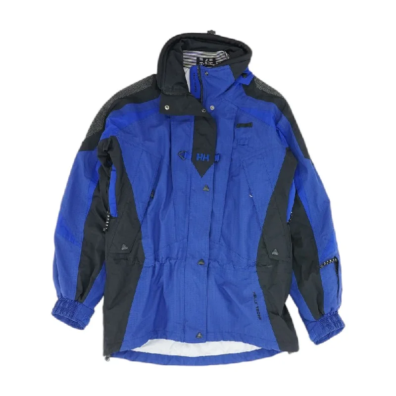 Blue Color Block Ski Jacket Stand-Up Collar Roll-Neck Collar Turtle Neck