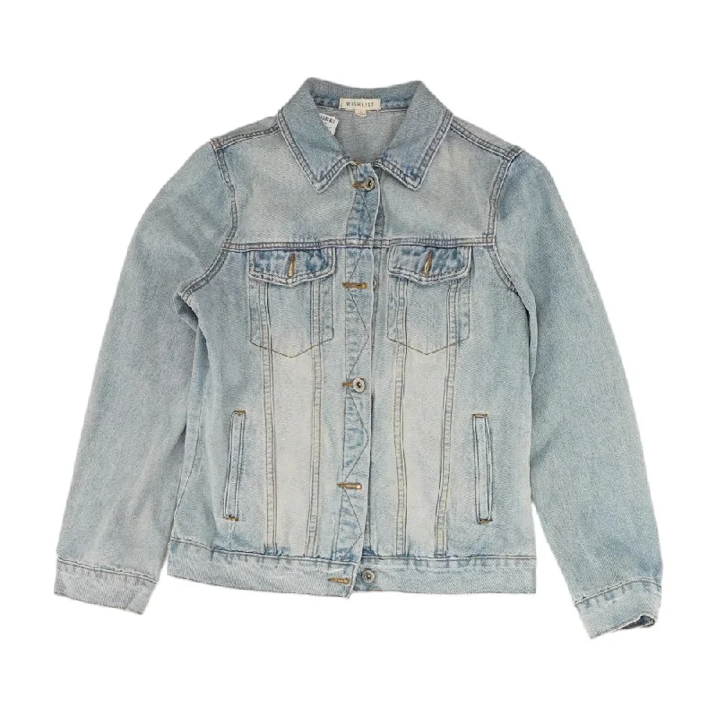 Blue Solid Denim Jacket V-Neck Jacket Boat Neck Jacket Square Neck Jacket
