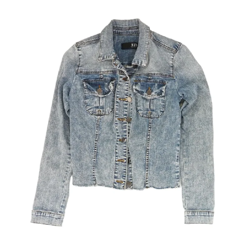 Blue Solid Denim Jacket Fleece Jacket Down Jacket Parka