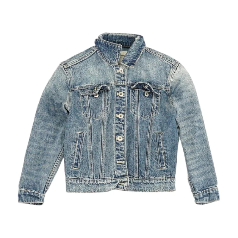 Blue Solid Denim Jacket Wool Jacket Cashmere Jacket Tweed Jacket
