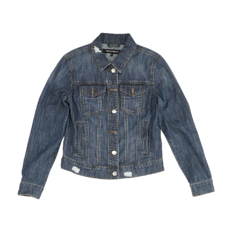 Blue Solid Denim Jacket Print Jacket Jacquard Jacket Patchwork Jacket