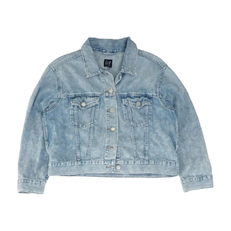 Blue Solid Denim Jacket Mesh Jacket Canvas Jacket Denim Jacket
