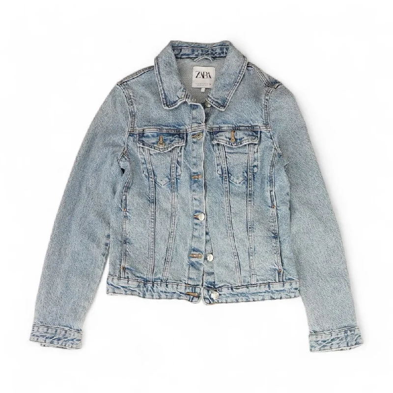 Blue Solid Denim Jacket Satin Jacket Silk Jacket Chiffon Jacket